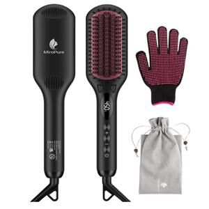 MiroPure 2-in-1 Ionic Hair Straightening Brush Anti-Scald Ceramic Heat Fast Comb